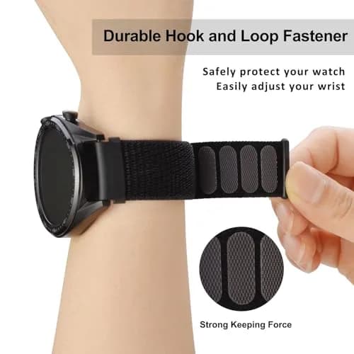 WOCCI 16mm Adjustable Nylon Watch Band | Quick Release Sport Loop Strap (Black) thumbnail 4