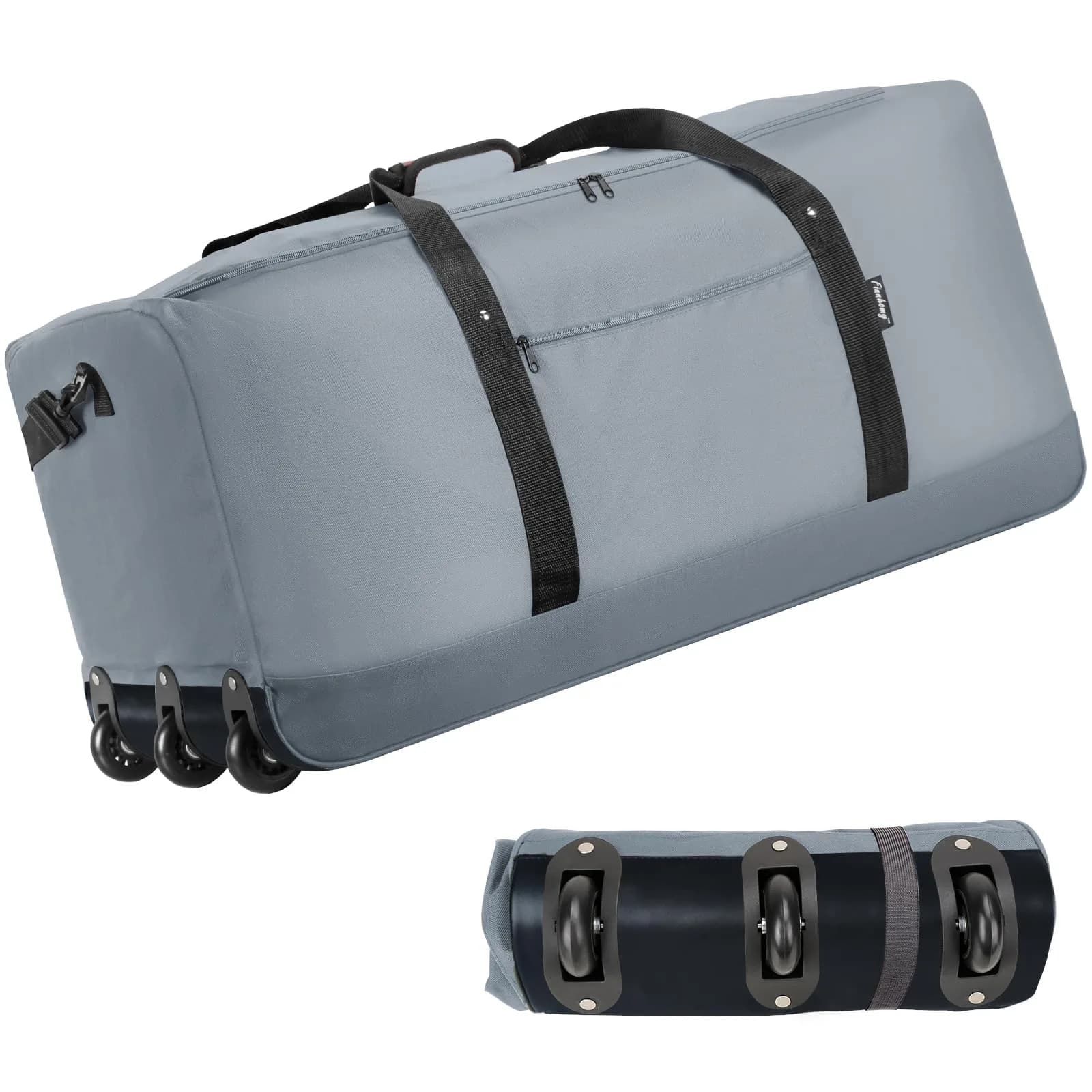 Finnhomy 120L Foldable Rolling Duffel Bag with 3 Wheels | Large Capacity, Lightweight Travel Bag (Grey) — Grey