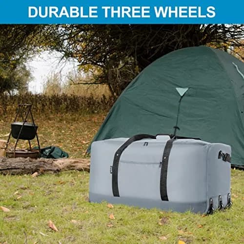 Finnhomy 120L Foldable Rolling Duffel Bag with 3 Wheels | Large Capacity, Lightweight Travel Bag (Grey) thumbnail 7