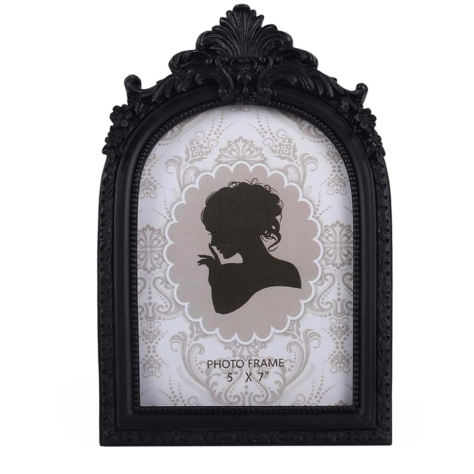 SIKOO Vintage 5x7 Picture Frame Antique Ornate Bronze Gold | Resin with Glass Front — Black