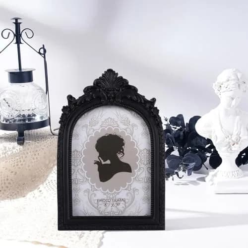 SIKOO Vintage Gothic Black Picture Frame 15x18 cm (6.2x9.6 inch) | Ornate Resin Tabletop & Wall Mount thumbnail 2