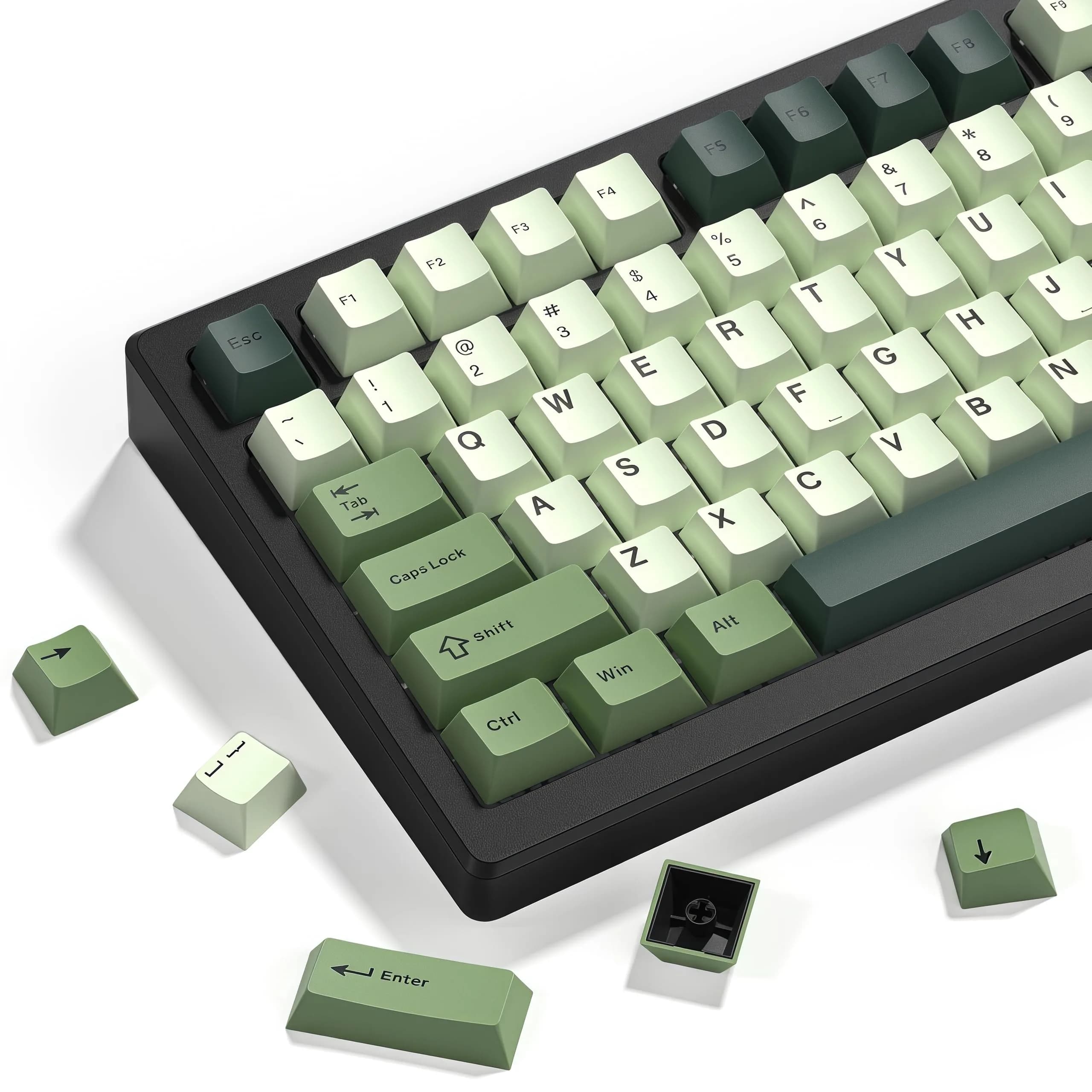 dagaladoo Double Shot PBT Keycaps Green Cherry Profile | 138-Key Set for Mechanical Keyboards
