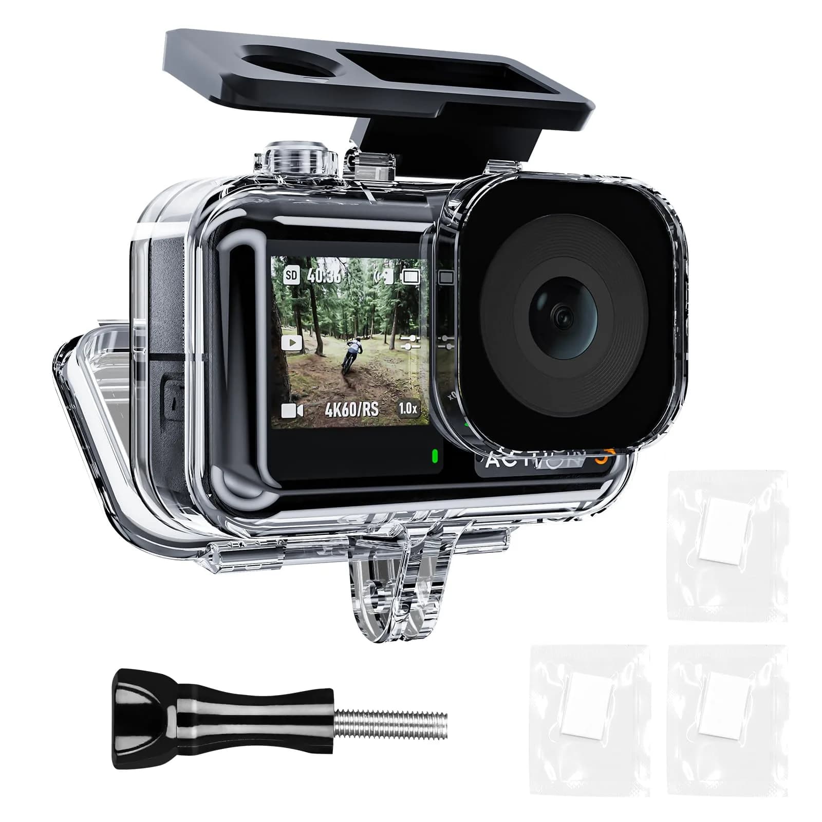 TELESIN Waterproof Case for DJI Action 3/4/5 Pro Camera, 60M Deep Diving Housing | Shockproof Underwater Shell Cage - main product image
