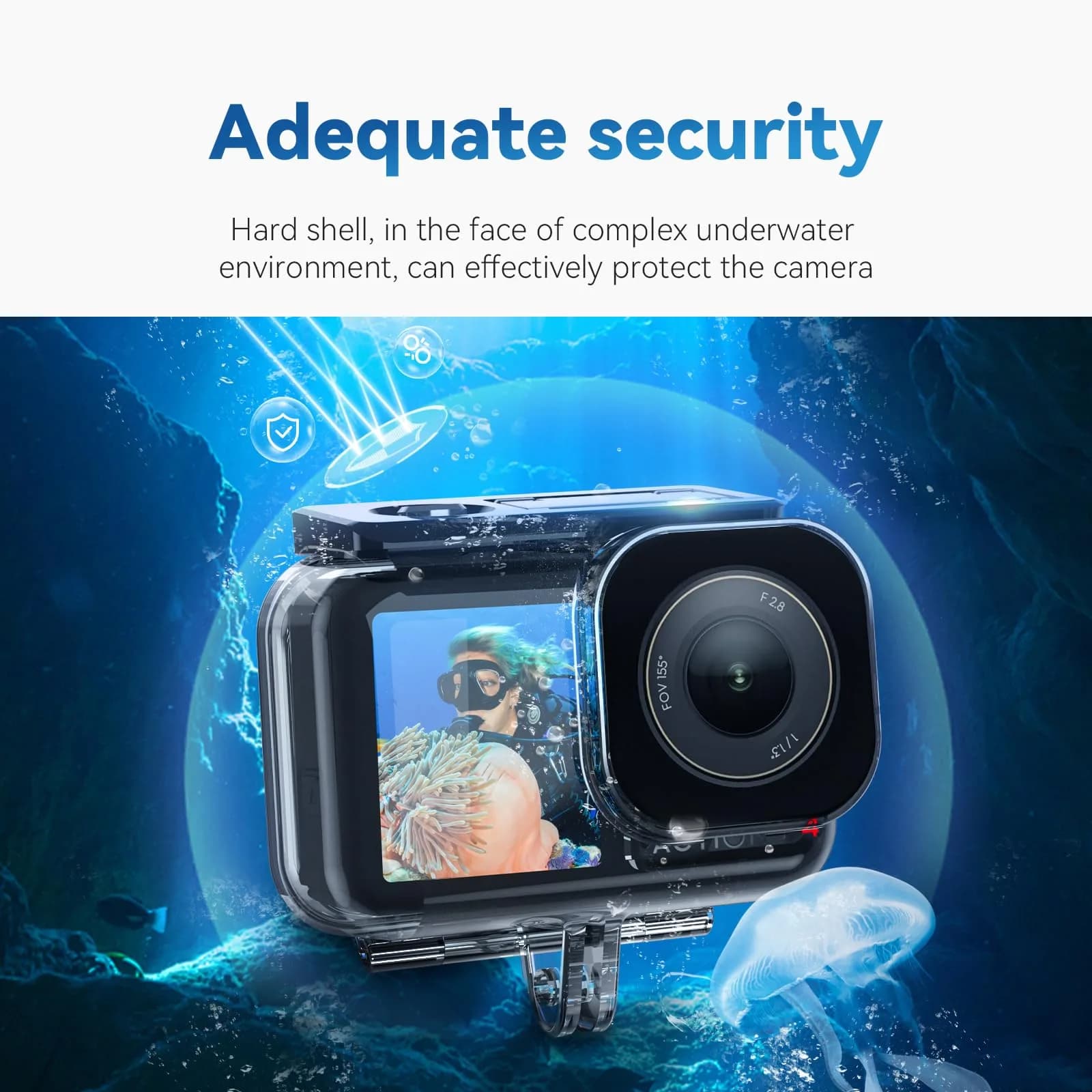 TELESIN Waterproof Case for DJI Action 3/4/5 Pro Camera, 60M Deep Diving Housing | Shockproof Underwater Shell Cage - view 7