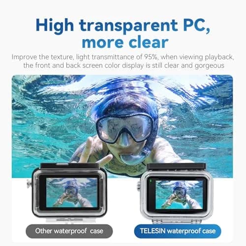 TELESIN Waterproof Case for DJI Action 3/4/5 Pro Camera, 60M Deep Diving Housing | Shockproof Underwater Shell Cage thumbnail 8
