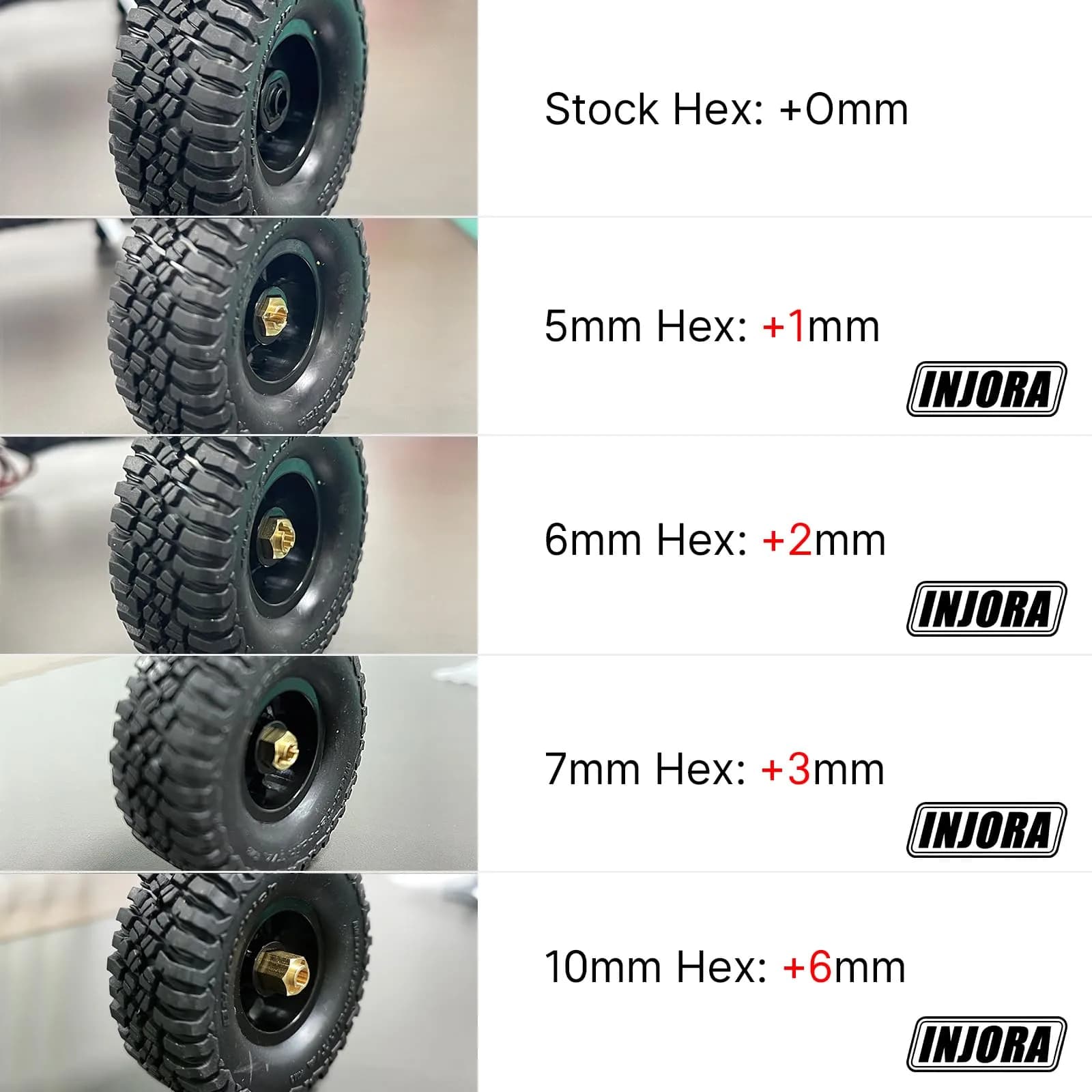 INJORA Brass Wheel Hex Hub Extenders 5mm+6mm for 1/18 TRX4M - view 5