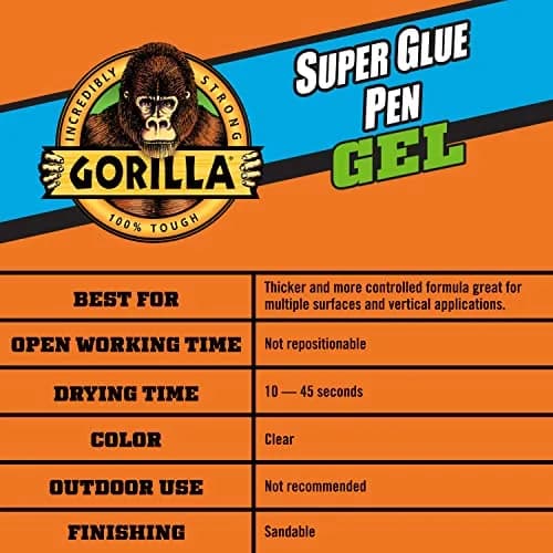 Gorilla Super Glue Gel Pen, 5.5 g | Fast-Setting Impact-Resistant Adhesive thumbnail 5