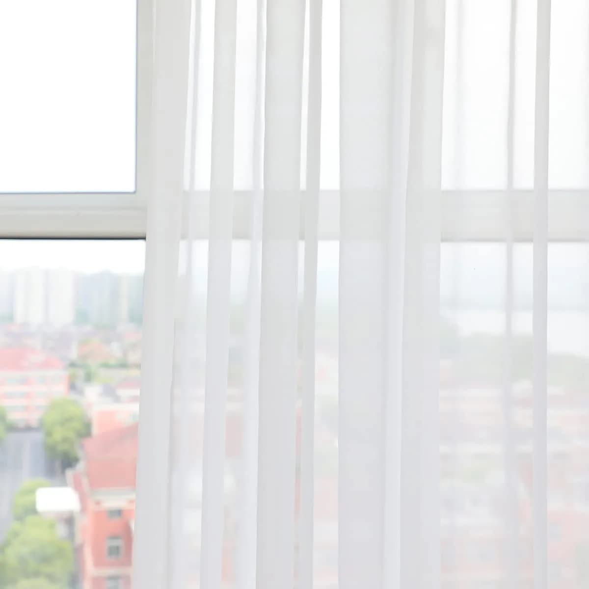 PHILEASY White Sheer Curtains 63" Long x 42" Wide - Pack of 2 | Light-Filtering Rod Pocket Panels - view 4