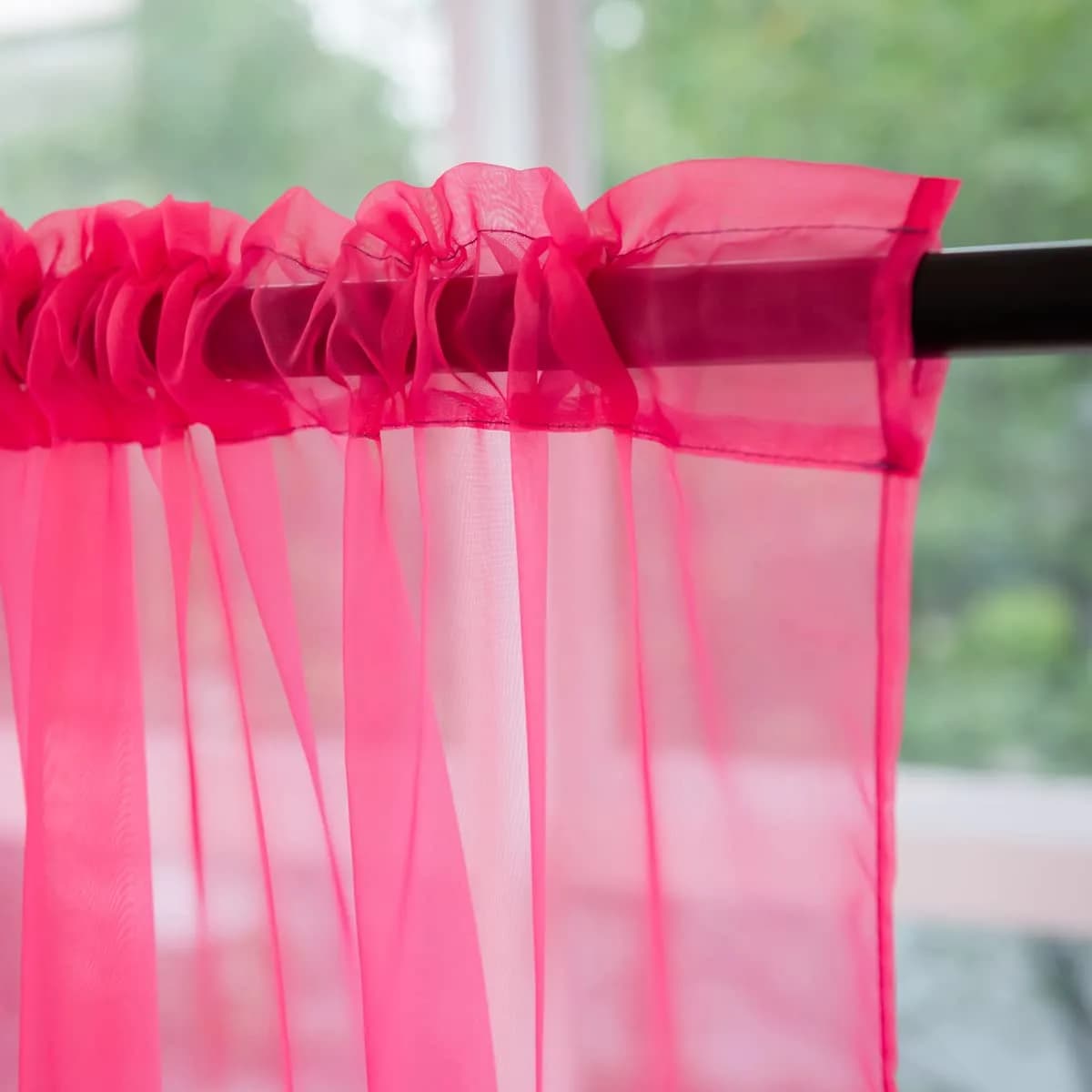 PHILEASY Gradient Red-Purple Sheer Curtains 63" L x 52" W (Pack of 2) - Light Filtering Rod Pocket Panels - view 4