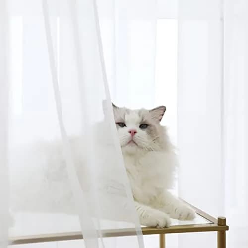PHILEASY White Sheer Curtains - 52"W x 80"L - Pack of 2 Light-Filtering Rod Pocket Panels - view 2