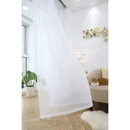 PHILEASY White Sheer Curtains 36" L x 52" W - Pack of 2 | Light-Filtering Rod Pocket Panels - view 3