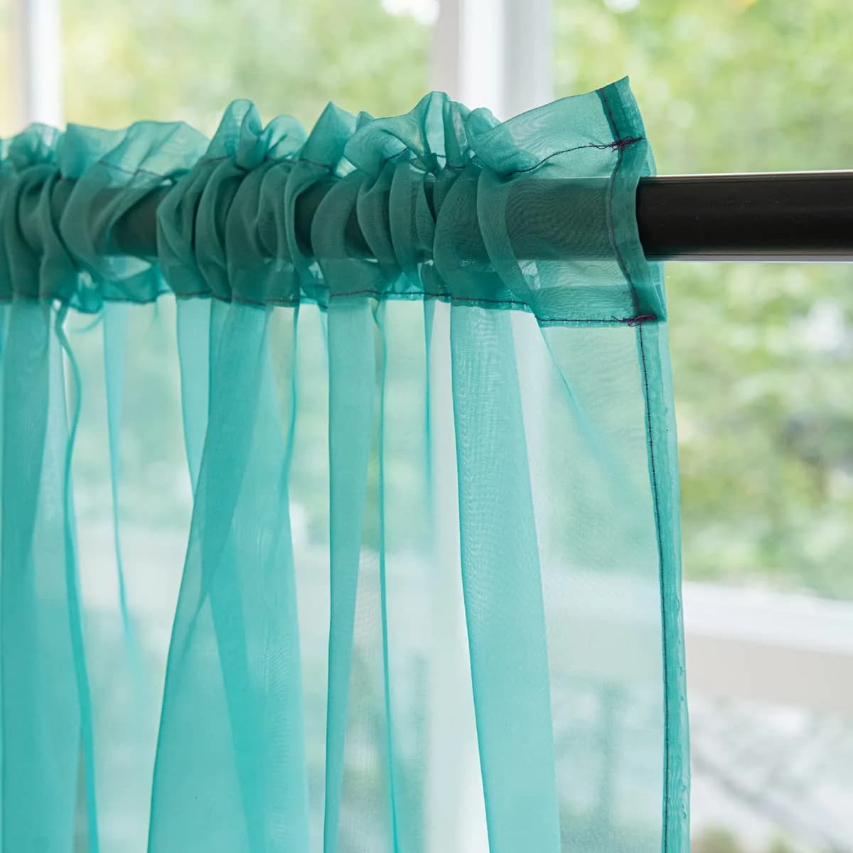 PHILEASY Gradient-Cyan-Blue Sheer Curtains 52"W x 84"L - Set of 2 Light-Filtering Panels - view 4