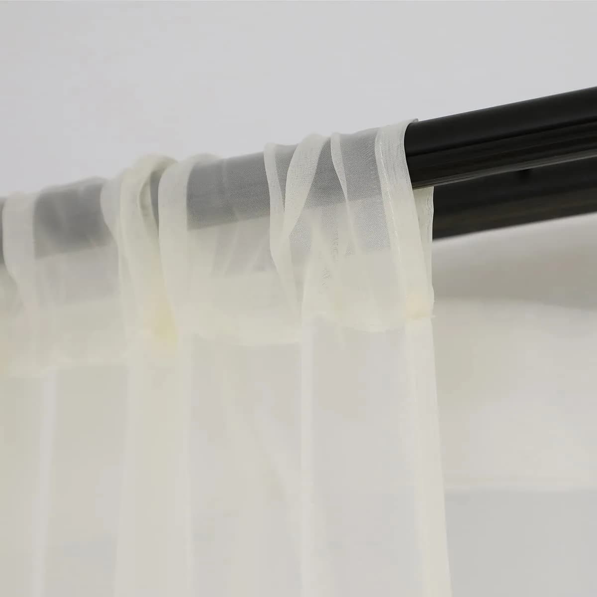 PHILEASY Beige Sheer Curtains 213 cm (84 in) Long x 107 cm (42 in) Wide | Light-Filtering Rod Pocket Panels (Pack of 2) - view 5