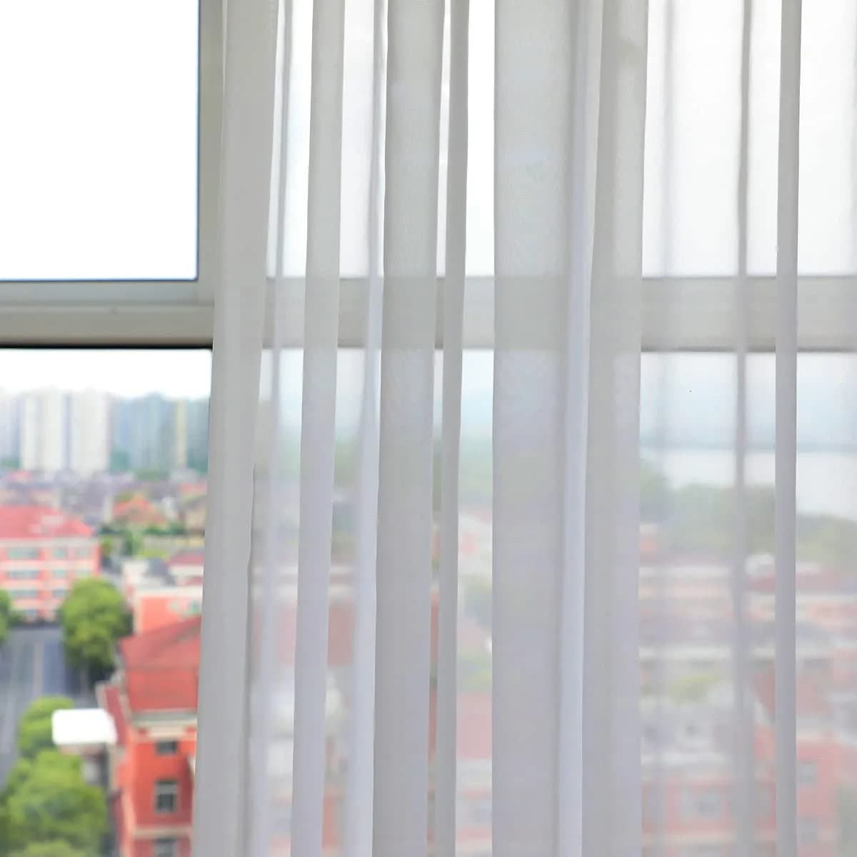 PHILEASY Ivory Sheer Curtains 68" Long x 52" Wide - Pack of 2 | Light-Filtering Rod Pocket Panels - view 4