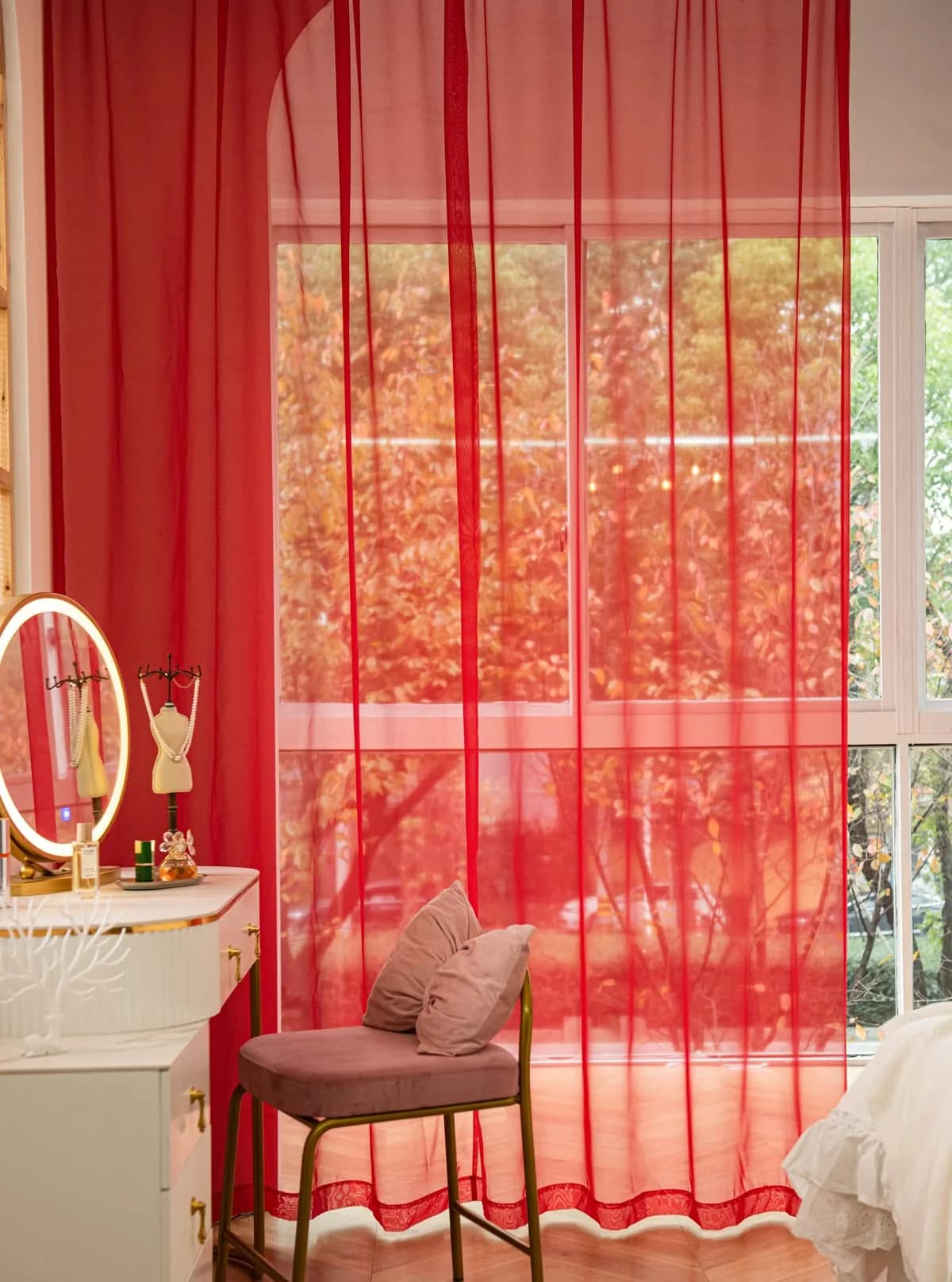 PHILEASY Rose Sheer Curtains 45" L x 52" W - Pack of 2 | Light-Filtering Rod Pocket Panels - view 4