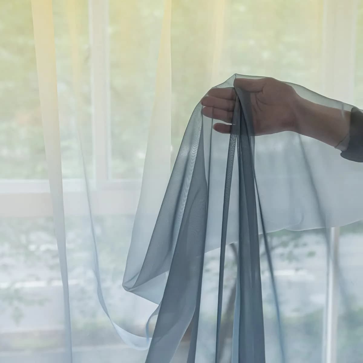 PHILEASY Gradient Yellow Grey Sheer Curtains 52"W x 84"L - Pack of 1 | Light-Filtering Rod Pocket Panels - view 3