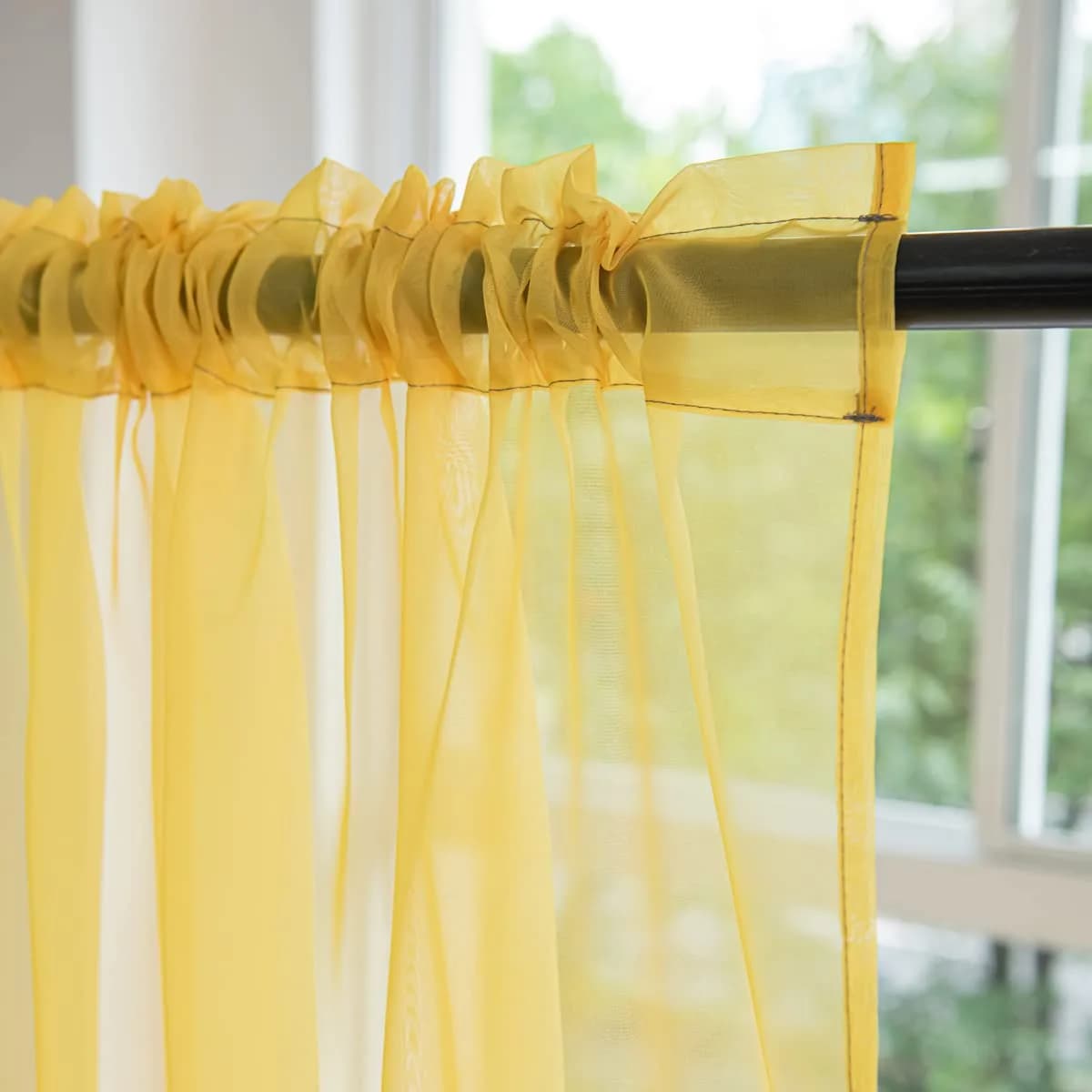 PHILEASY Gradient Yellow Grey Sheer Curtains 52"W x 84"L - Pack of 1 | Light-Filtering Rod Pocket Panels - view 4