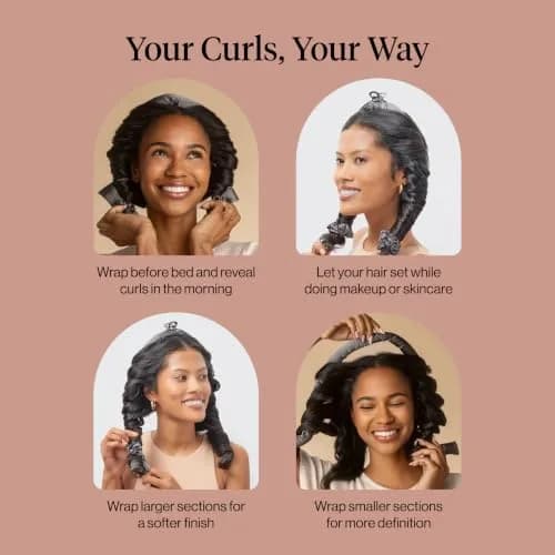 Kitsch Satin Heatless Curls Overnight Set - Charcoal | 86cm (34") Heatless Curling Rod & 2 Satin Scrunchies thumbnail 7
