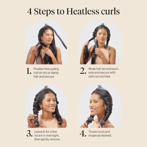 Kitsch Satin Heatless Curls Overnight Set - Charcoal | 86cm (34") Heatless Curling Rod & 2 Satin Scrunchies thumbnail 8