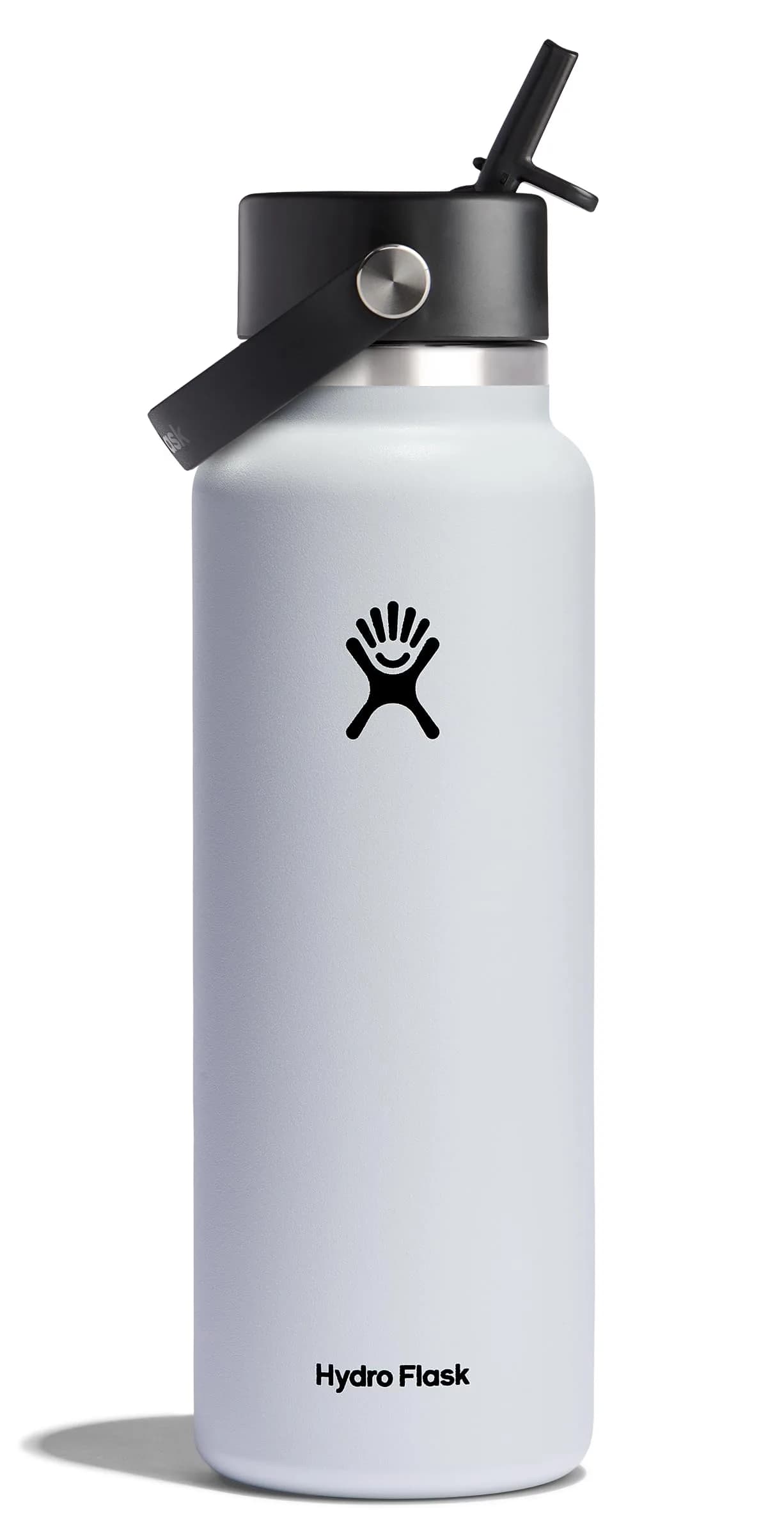 Hydro Flask Wide Mouth Water Bottle 710ml (24 Oz) with Flex Straw Cap | Insulated Stainless Steel for 24 Hours Cold — White / 40 Ounces