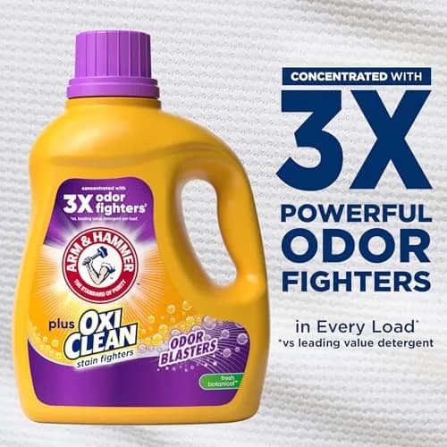 ARM & HAMMER Plus OxiClean with Odor Blasters Liquid Laundry Detergent Fresh Botanical 2.97 L (100.5 Fl Oz) | Concentrated Formula for Tough Odors & Stains thumbnail 3