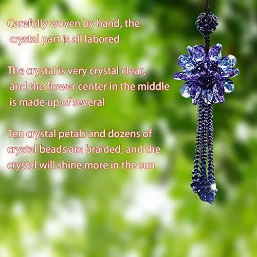 AICEL K9 Crystal Flower Rear View Mirror Pendant | Handmade Car Interior Ornament (13.8 inches total length) thumbnail 4