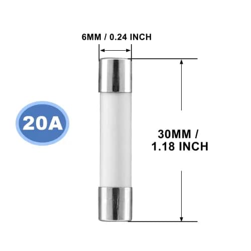 Litoexpe 20-Pack 20A 250V Ceramic Time Delay Fuses | Safe Overcurrent Protection for High-Power Loads thumbnail 2