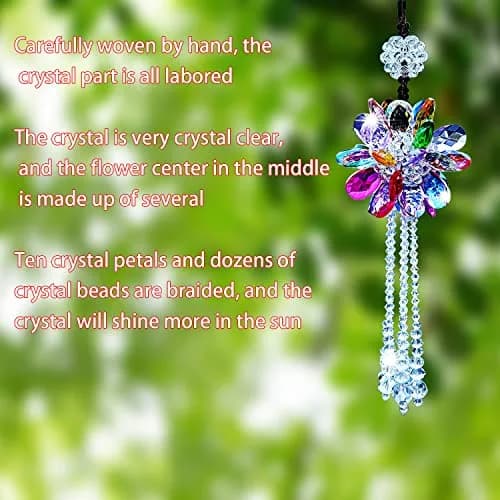 AICEL K9 Crystal Flower Rear View Mirror Pendant | 34.9 cm (13.8 inches) Total Length thumbnail 4