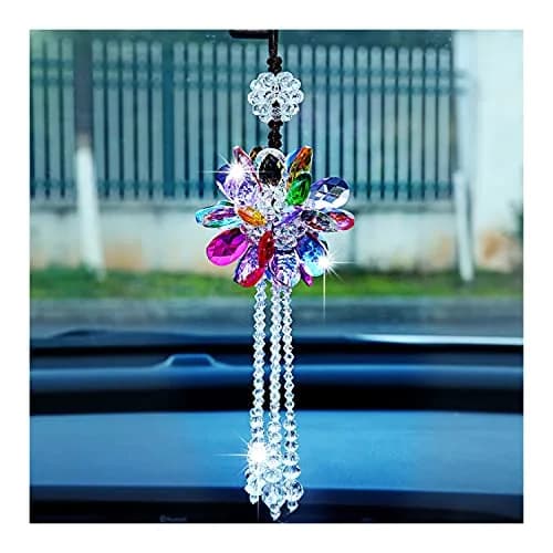 AICEL K9 Crystal Flower Rear View Mirror Pendant | 34.9 cm (13.8 inches) Total Length thumbnail 1