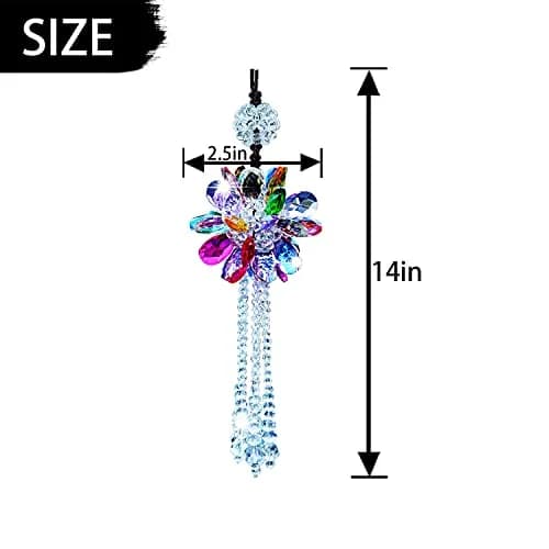 AICEL K9 Crystal Flower Rear View Mirror Pendant | 34.9 cm (13.8 inches) Total Length thumbnail 2