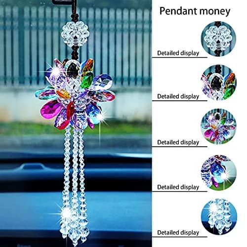 AICEL K9 Crystal Flower Rear View Mirror Pendant | 34.9 cm (13.8 inches) Total Length thumbnail 3
