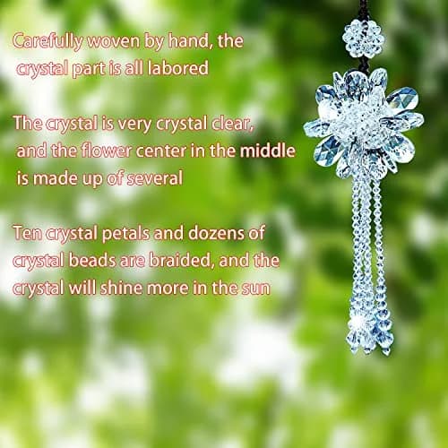 AICEL K9 Crystal Flower Rear View Mirror Pendant 13.8 inches (35 cm) | Handmade Lucky Ornament thumbnail 4
