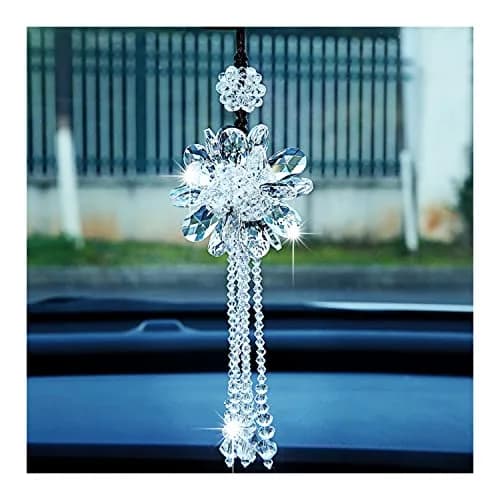 AICEL K9 Crystal Flower Rear View Mirror Pendant 13.8 inches (35 cm) | Handmade Lucky Ornament thumbnail 1