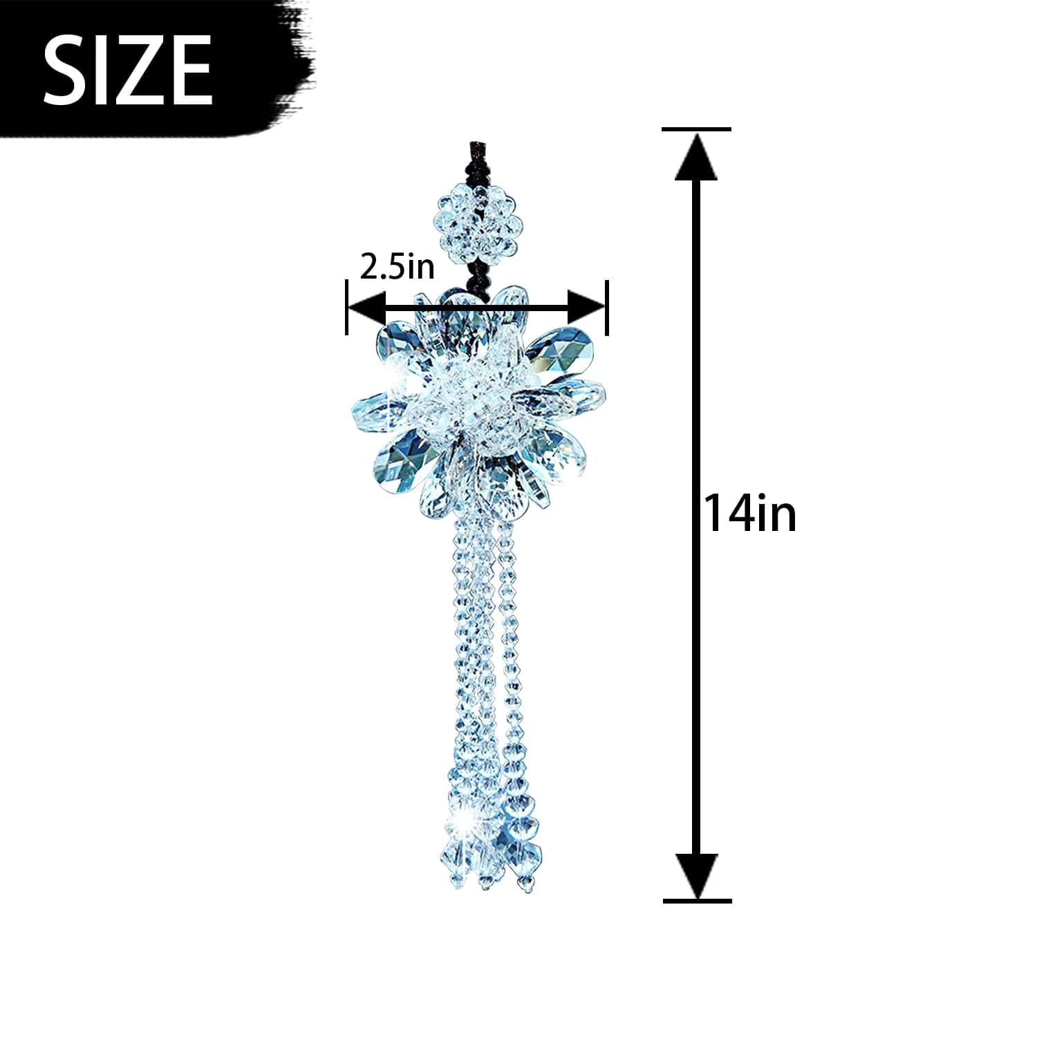AICEL K9 Crystal Flower Rear View Mirror Pendant 13.8 inches (35 cm) | Handmade Lucky Ornament - view 2
