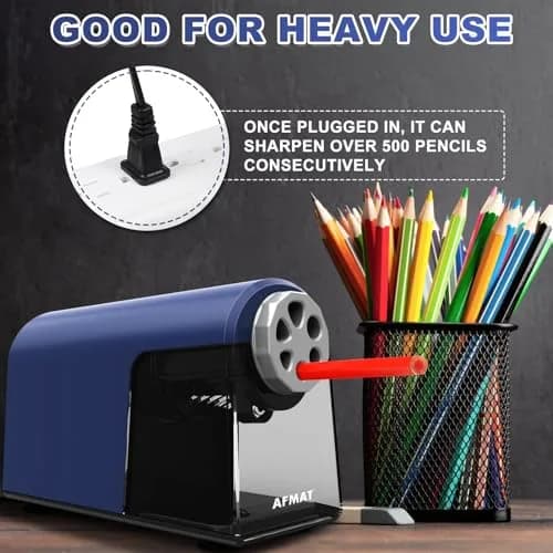 AFMAT PSX2 Heavy Duty Electric Pencil Sharpener, 6 Holes, Classroom Sharpener for 6-11mm Pencils, Auto Stop, Super Fast, Save Pencils, Blue thumbnail 5