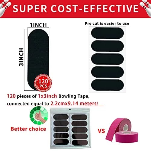 Birllaid Bowling Thumb Tape 120PCS Black | Elastic Cotton Sport Support thumbnail 2