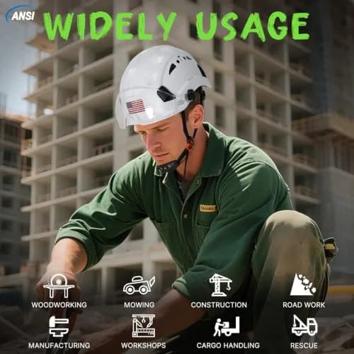 Aolamegs Hard Hats Construction OSHA Approved - ANSI Z89.1 Reflective White Hard Hat with Visor, 53-63cm | ABS Safety Helmet for Adults thumbnail 9