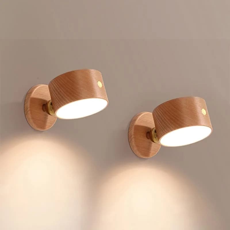 LANDGOO Wood Wall Sconce Bedside Lamp Rechargeable Night Light | Natural Wood, Dimmable, Portable, 4000K thumbnail 1