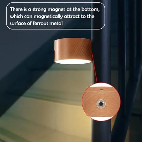 LANDGOO Wood Wall Sconce Bedside Lamp Rechargeable Night Light | Natural Wood, Dimmable, Portable, 4000K thumbnail 6