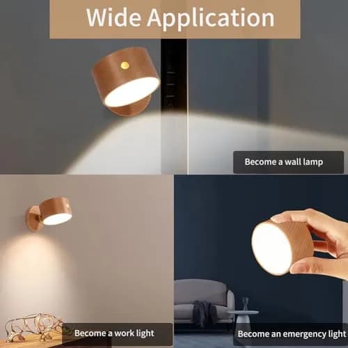 LANDGOO Wood Wall Sconce Bedside Lamp Rechargeable Night Light | Natural Wood, Dimmable, Portable, 4000K thumbnail 8