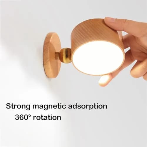 LANDGOO Wood Wall Sconce Bedside Lamp Rechargeable Night Light | Natural Wood, Dimmable, Portable, 4000K thumbnail 5