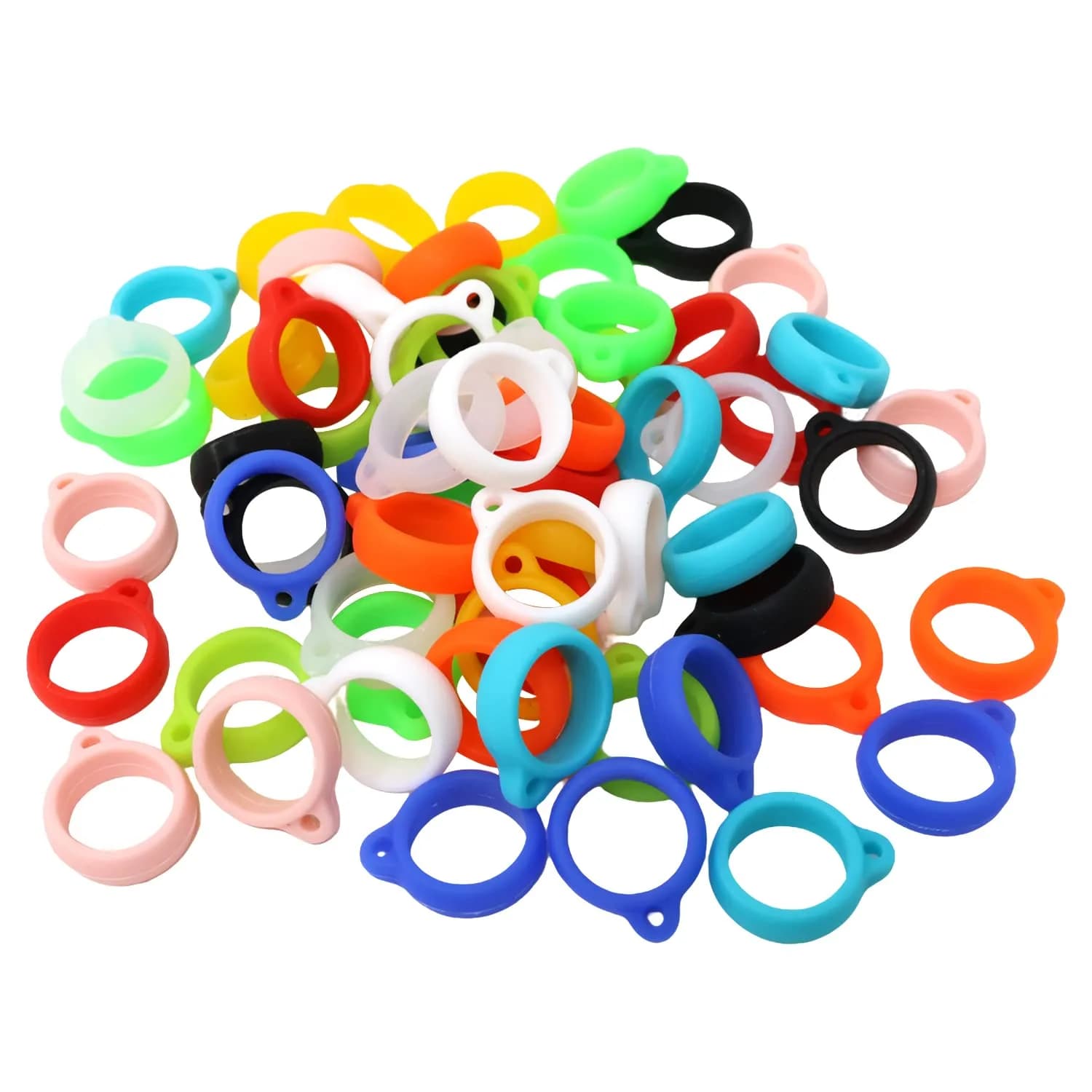 Honbay 66PCS Anti-Lost Silicone Rings Holder Silicone Bands | Multipurpose Carrying Kit for Pens & Devices — 11 color