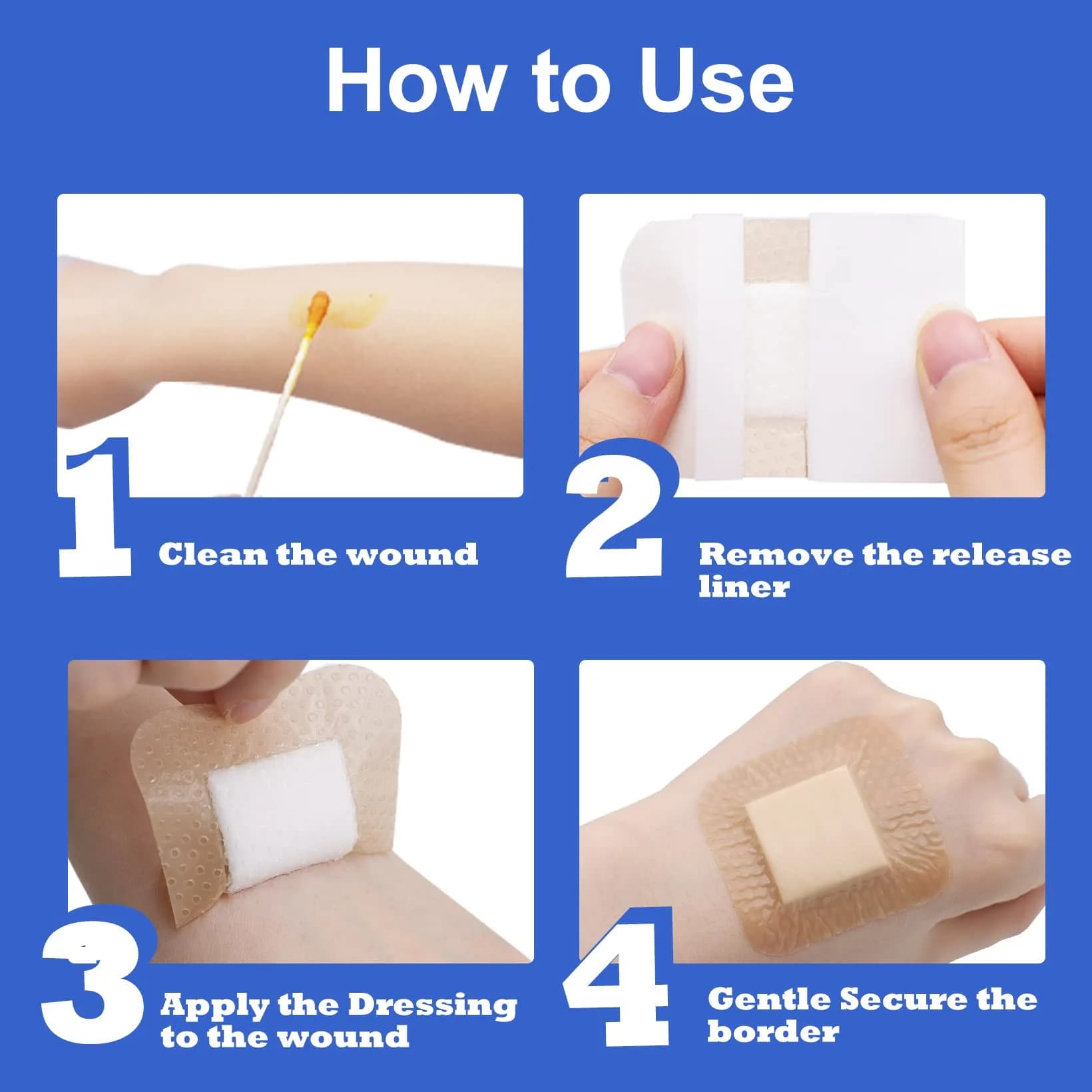 Niceful Silicone Foam Dressing Gentle Border 2"x2" (5cm x 5cm) | 5-Layer Absorbency for Moderate to High Exudate Wounds - view 6