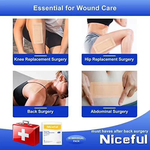 Niceful Silicone Foam Dressing 4"x8" (10 Count) | Large Sterile Wound Care Pads for Bed Sores & Post-Surgery thumbnail 5