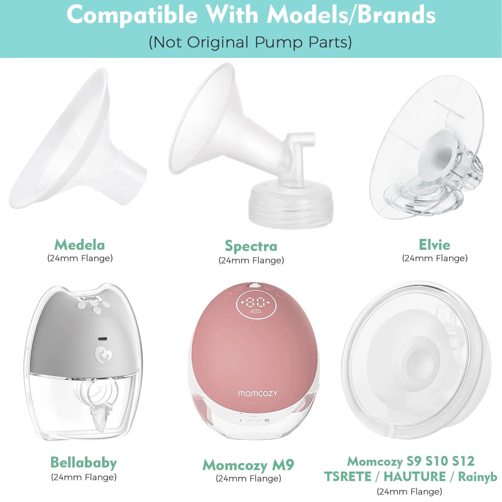 Mompmuir 21mm Silicone Flange Inserts for Spectra, Medela, Elvie, Momcozy Pumps | USA Imported Breast Pump Parts - view 3