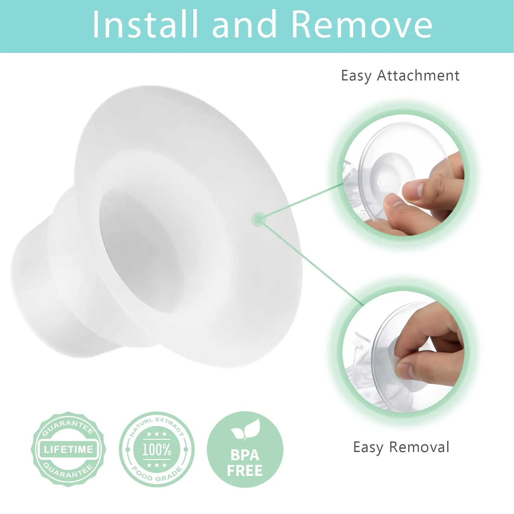 Mompmuir 21mm Silicone Flange Inserts for Spectra, Medela, Elvie, Momcozy Pumps | USA Imported Breast Pump Parts - view 5