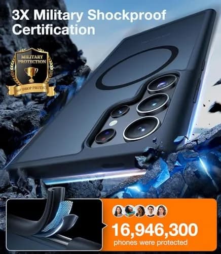 TORRAS Magnetic Shockproof Case for Samsung Galaxy S23 Ultra | 1.5mm Raised Bezels, 12FT Drop Tested thumbnail 2
