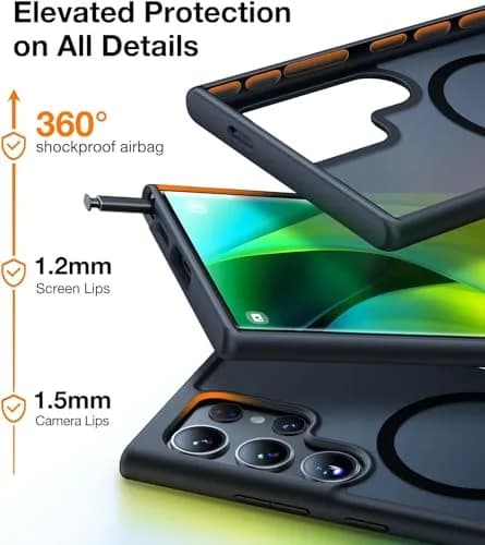 TORRAS Magnetic Shockproof Case for Samsung Galaxy S23 Ultra | 1.5mm Raised Bezels, 12FT Drop Tested thumbnail 3