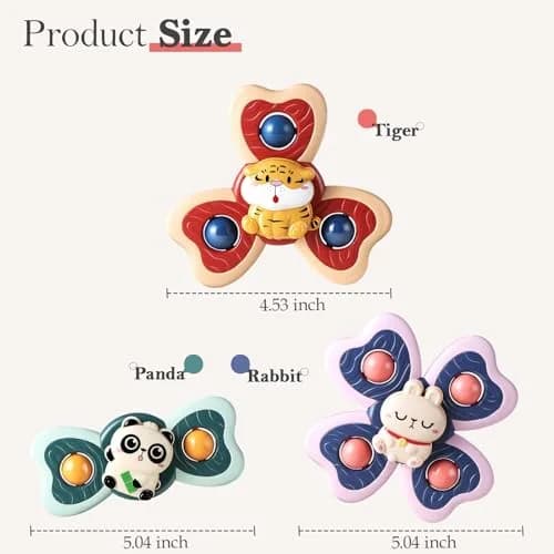 ALASOU Suction Cup Spinner Toys 3-Pack | BPA-Free, Hypoallergenic, Organic for Babies 12+ Months thumbnail 7