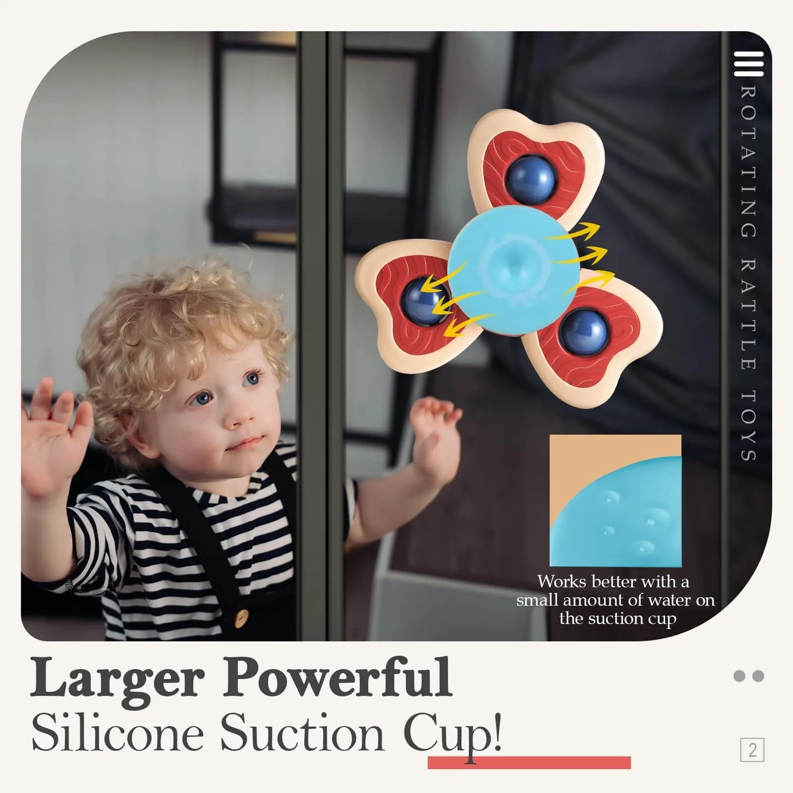 ALASOU Suction Cup Spinner Toys 3-Pack | BPA-Free, Hypoallergenic, Organic for Babies 12+ Months - view 2